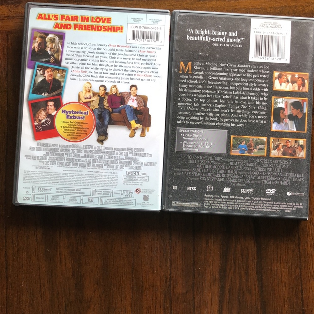 2 DVD’s “Just Friends” & “Gross Anatomy” - Picture 2 of 4